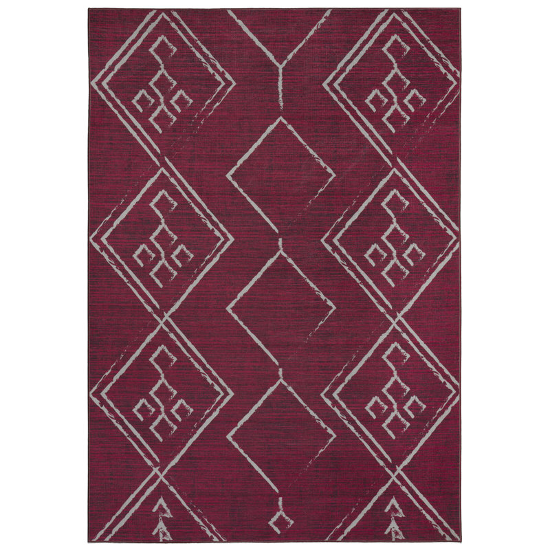 Washable Geometric Indoor Rug, Rectangle 4' x 6'