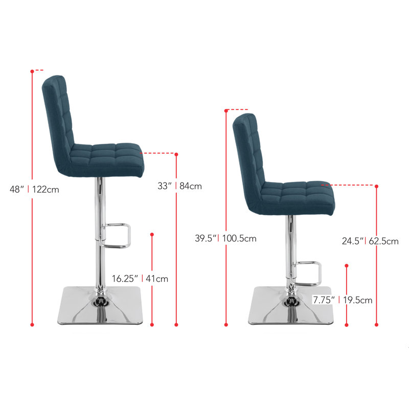 Dostie Swivel Upholstered Adjustable Height Counter Stool, Dark Blue