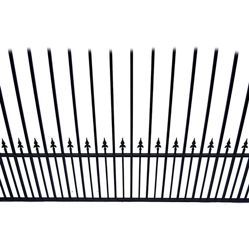 St. Louis Style Black Steel Arched Driveway Gate - 14 x 6 Feet