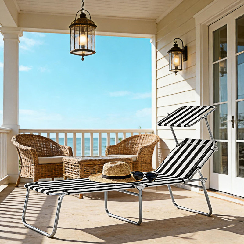 Chaise longue de bronzage pliante pour l'extérieur, Black