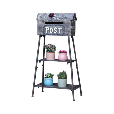 Mailboxes for Outside with Plant, Mailbox and Plant Stand Combination, Mailboxes outside with post, Decorative Mailboxes Outside, (Brown)