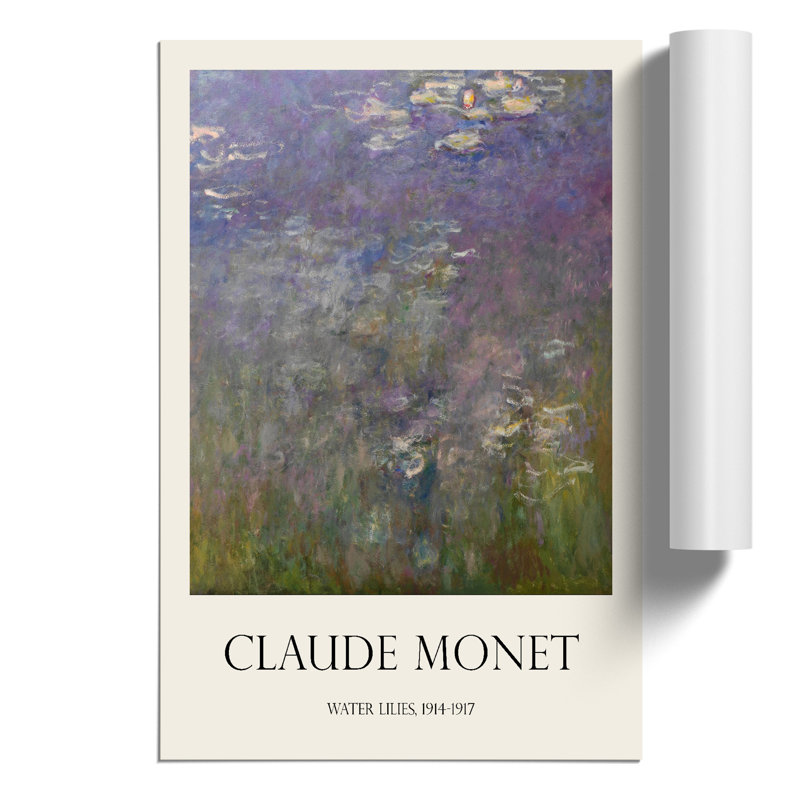 Water Lilies Lily Pond Print by Claude Monet - Frameless Print, 59cm H x 42cm W x 0.1cm D