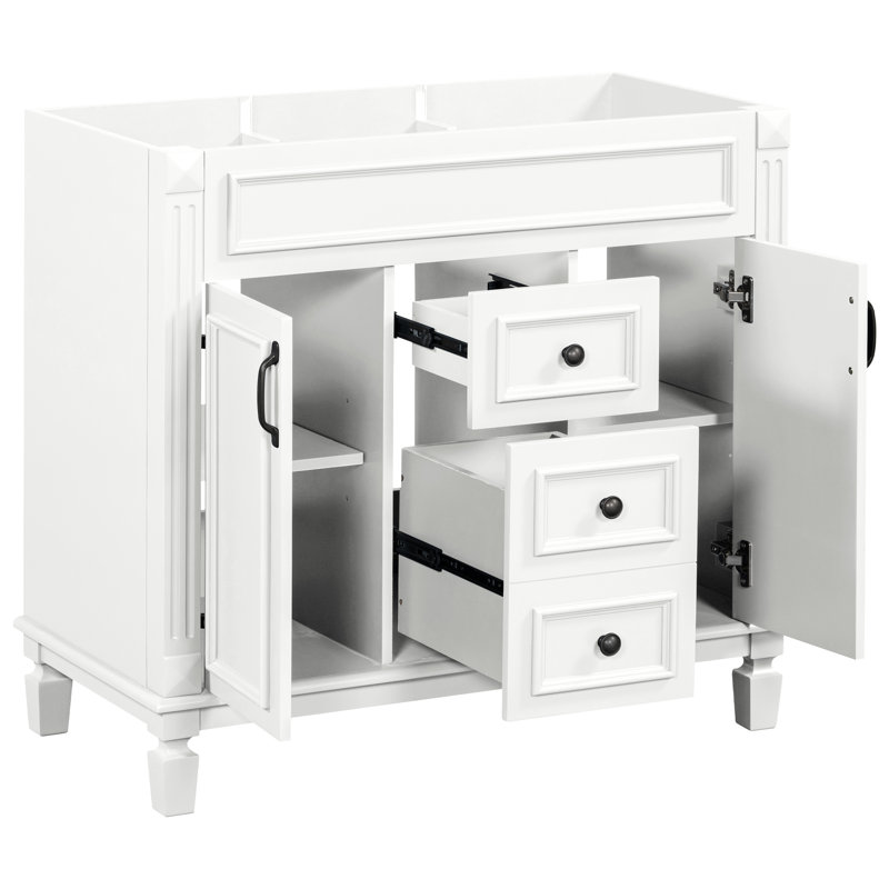 Base de meuble-lavabo moderne de 36 po Sutton avec fabrication en bois massif et en panneau de fibres à densité moyenne (lavabo non inclus)