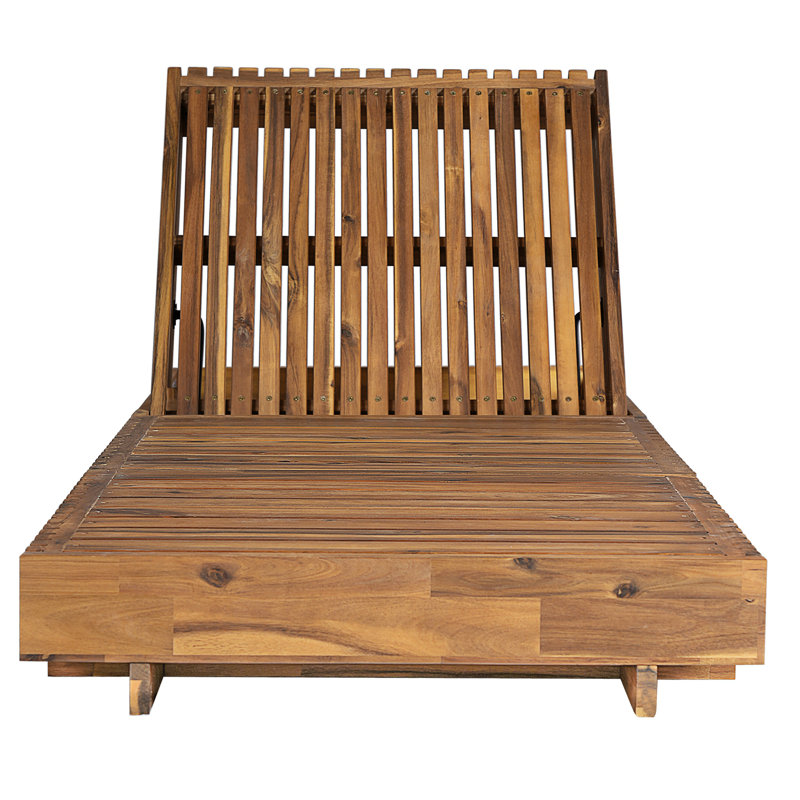 Ensemble de méridienne en bois d'acacia massif avec COUSSIN LUNGE, Gris foncé