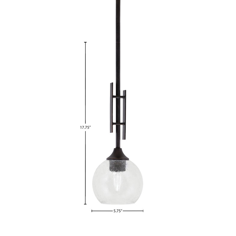 Mini-luminaire suspendu suspendu au pied en granit foncé Uptowne avec verre de 5,75 po, Clair