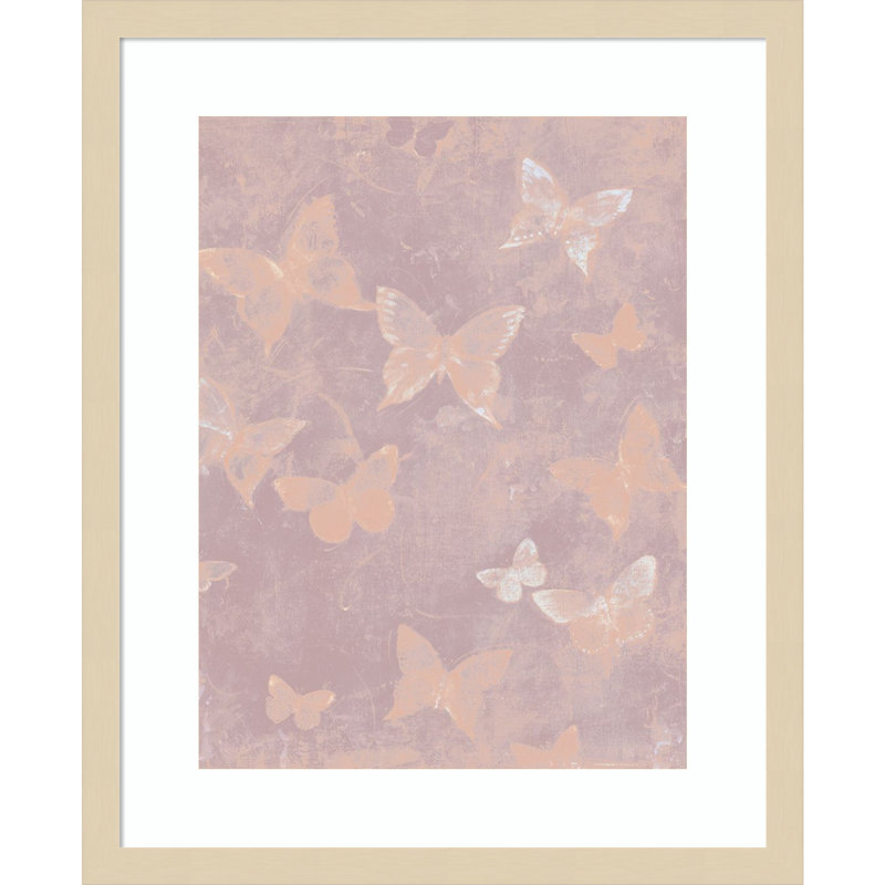 «Blush Butterfly Flight I» par Tim Otoole, reproduction d'art encadrée sur bois, H 21 po x l 17 po