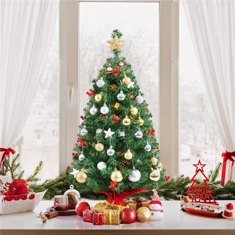 Lighted Artificial Fir Christmas Tree, 3' H