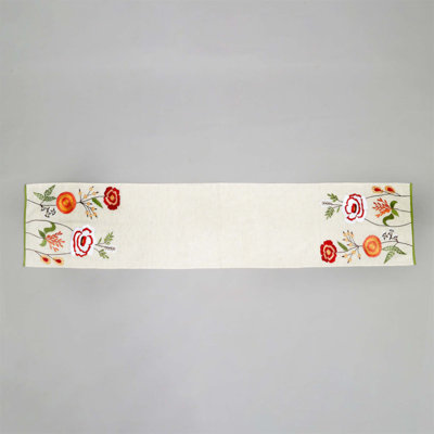 Chemin de table Peony en coton brodé 72 pouces pour une décoration élégante