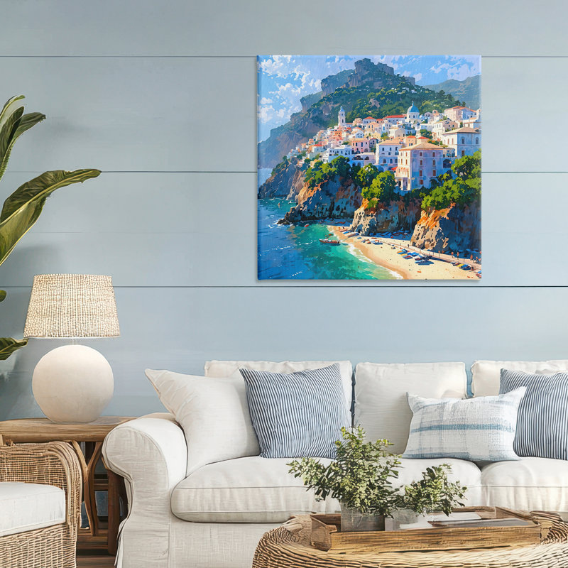 «Seaside Town's Beach View Canvas» par LSR Creative Studio, H 36 po x l 36 po