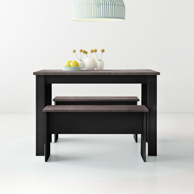 Romario 4 - Person Dining Set, Concrete, Black, Concrete