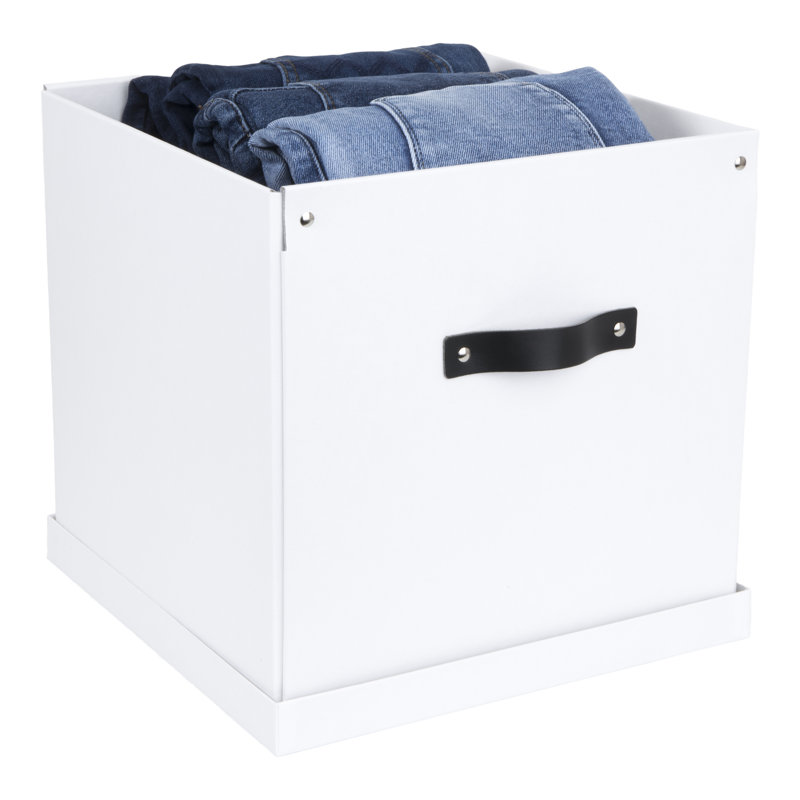 Bigso Logan Storage Box KD | Storage Cubes with Lid for Shelves, White