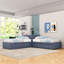 Lit simple en forme de L avec table intégrée et tiroirs de rangement, lit gigogne simple-437422846
