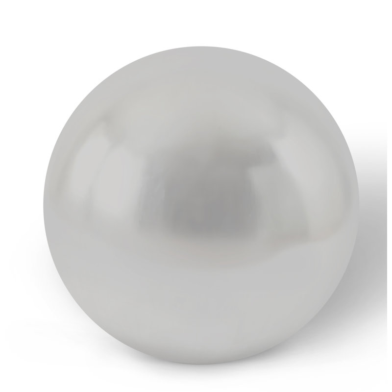 Sculpture de balle de plancher, H 13 po x l 13 po x P 13 po, Feuille d'argent