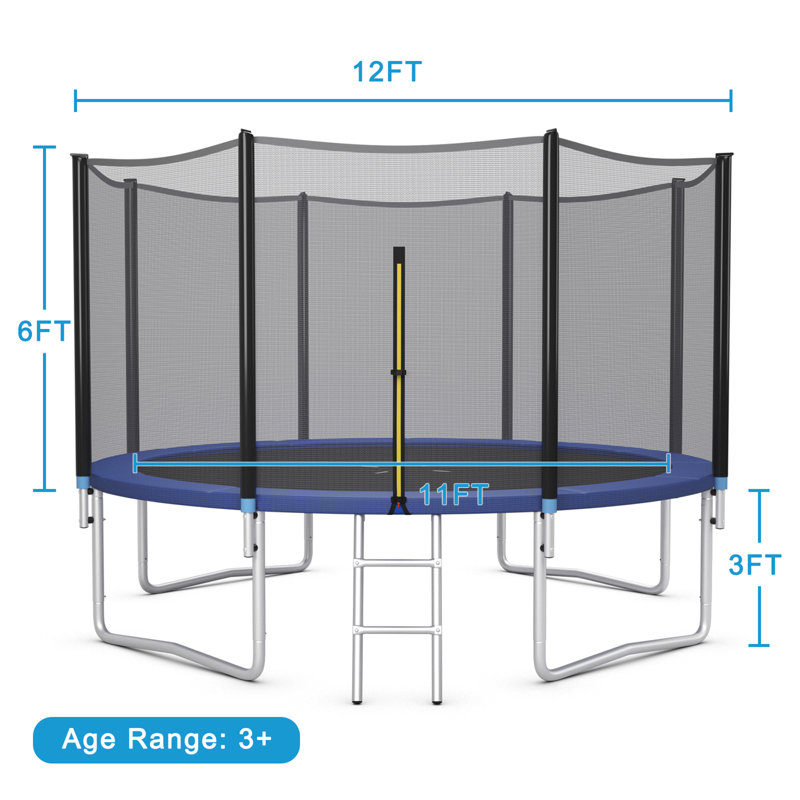 Gymax 12 Ft Outdoor Trampoline Bounce Combo W/safety Closure Net Ladder