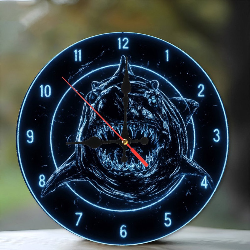 Menacing Shark Neon effect Clock