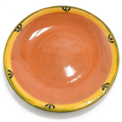 Ancienne batterie de cuisine, assiette à dîner en argile mexicaine, motif trèfle, 10 po