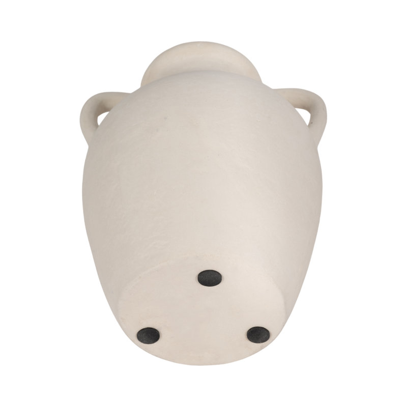 Vase en céramique fabriqué à la main à deux poignées, Ivoire ivoire, H 12 po x l 10 po x P 9 po