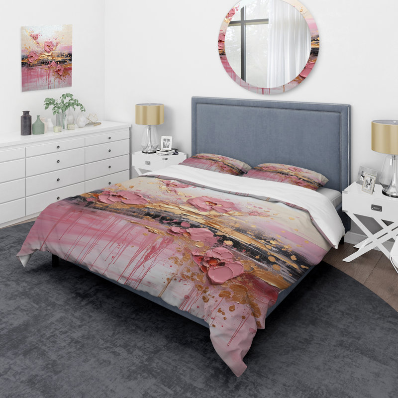 Ensemble de housse de couette moderne et or II, Housse de couette pour très grand lit et 2 très 