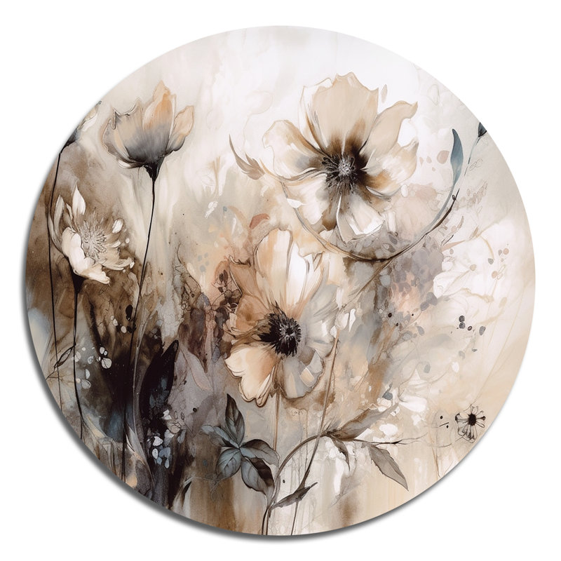 Georgetta - Art floral rond en métal, H 16 po x l 16 po