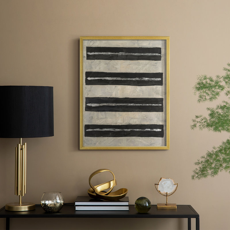 Ink Impression I Framed Print - Solid Wood, 30" H x 24" W, Gold