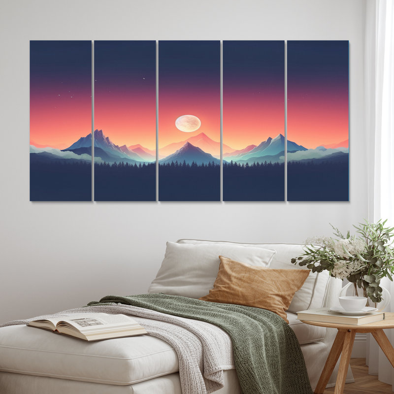 Minimalisme Alpine Beauty II - impression sur toile de paysages - 5 panneaux égaux