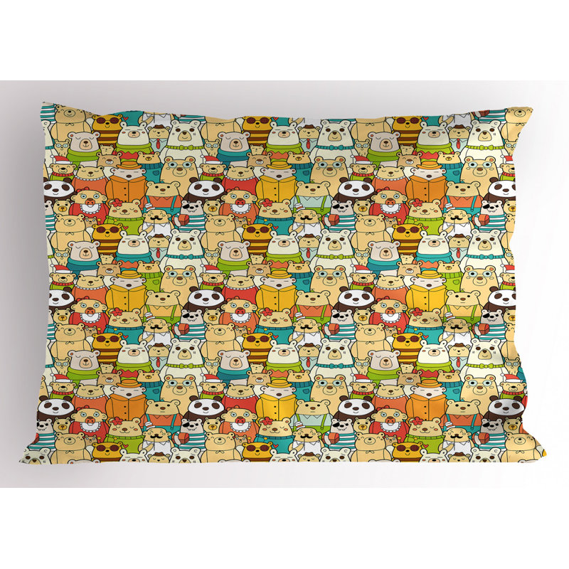 Blue/Orange/Yellow Polyester Microfiber Piece Sham, Twin