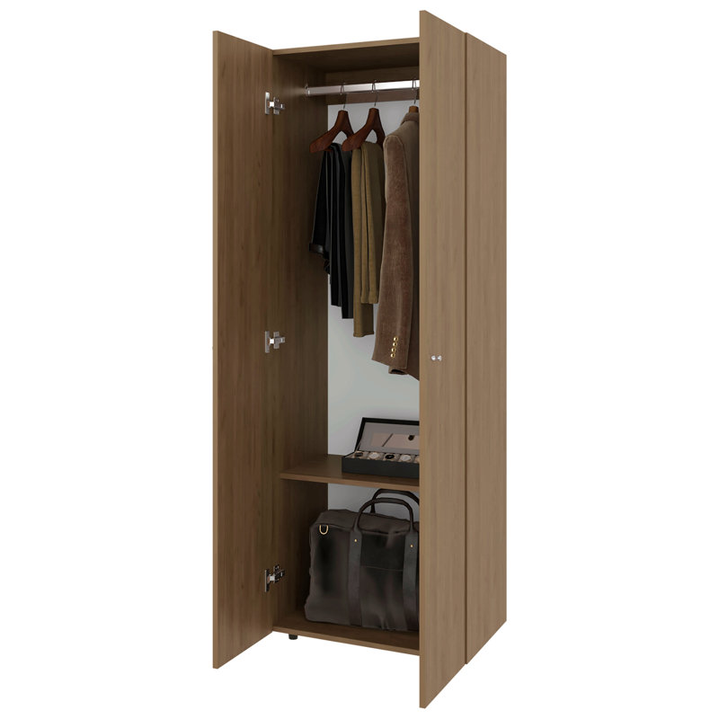 Armoire H 66,9 po, 2 portes, 2 tablettes, chambre à coucher, Naturel