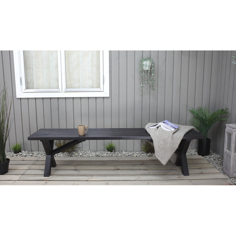 Edgerton Solid Wood Pine Outdoor Bench, 44cm H x 140cm W x 39cm D, Dark Coffee