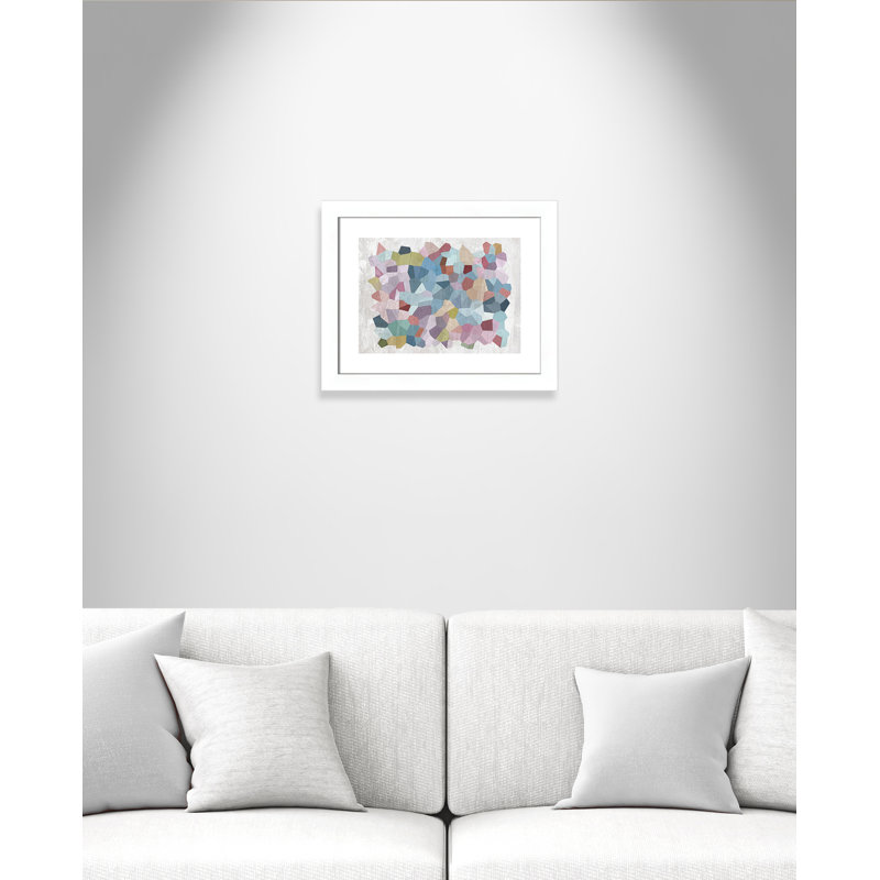 Géométrie en couleur - peinture encadrée, Blanc mat, H 16,5 po x l 20,5 po x P 1,25 po