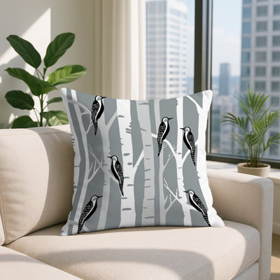 Fiore Bird Reversible Indoor/Outdoor Square Pillow