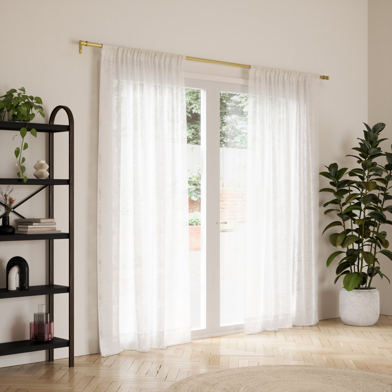 Gold Adjustable Metal Curtain Rod with Matching Finials