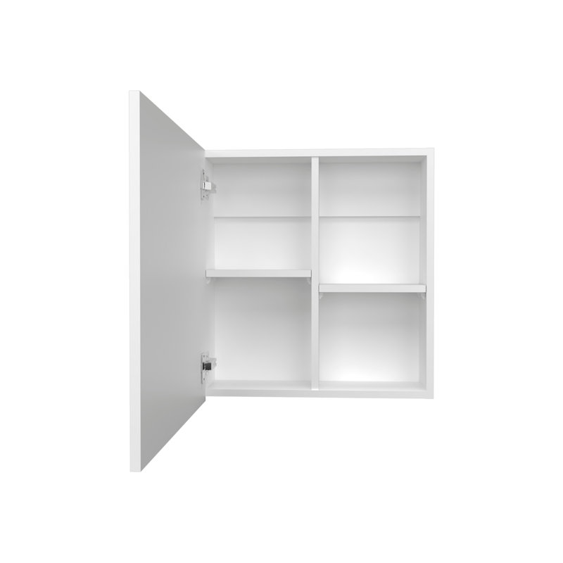 Pharmacie H 21,1 po, 1 porte, 4 tablettes, 1 miroir, blanc, Blanc