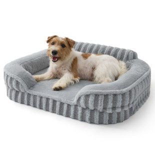 Lit pour chien Lesure, lit orthopédique imperméable pour animaux de compagnie avec côtés, fond antidérapant à haut dossier et canapé en mousse pour caisse d'œufs avec housse amovible et lavable
