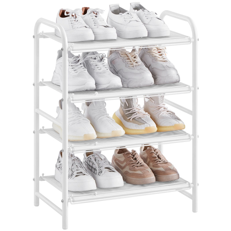 Expandable Shoe Rack for Entryway Hallway, White, 20 Pairs-4Tier