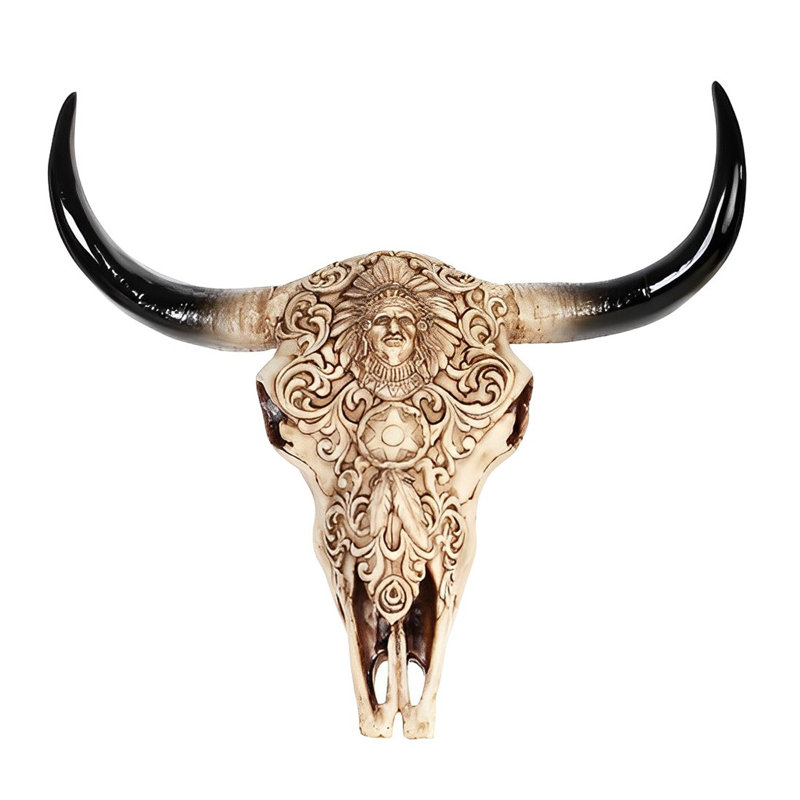 Plaque murale 11 po H Buffalo Skull avec relief sculpté sur le devant