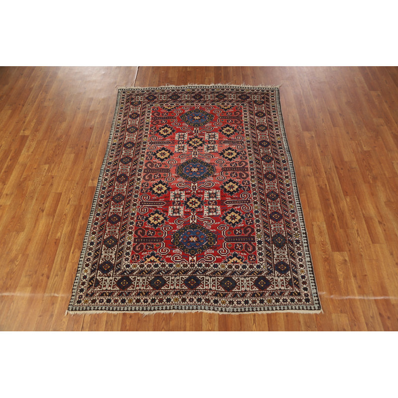 Tapis à teinture de légumes antique géométrique Kazak