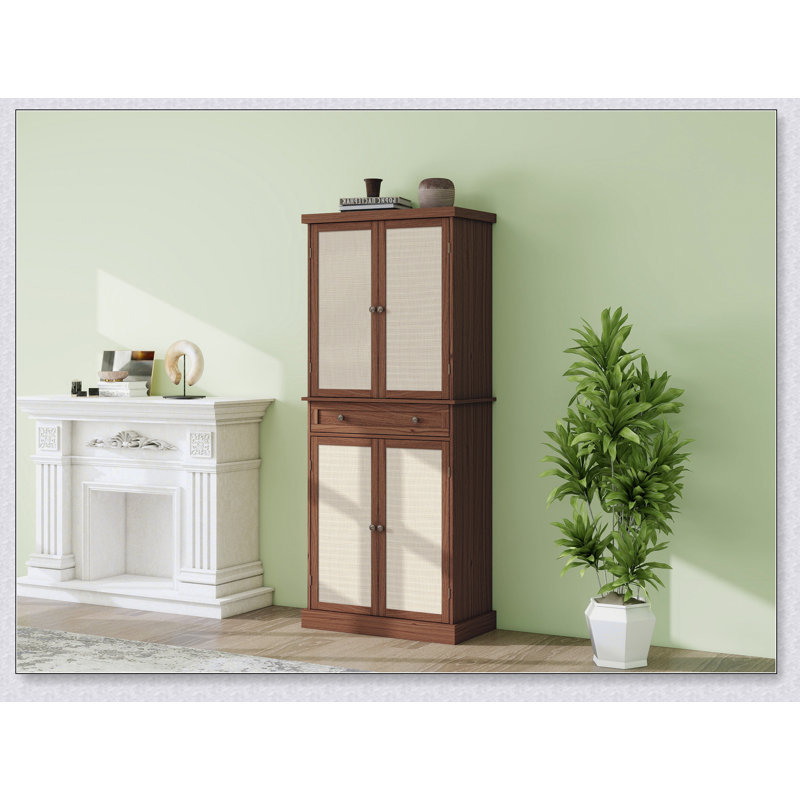 4 Door Cabinet with 1 Drawer, with 4 Adjustable Inner Shelves, Storage Cabinet