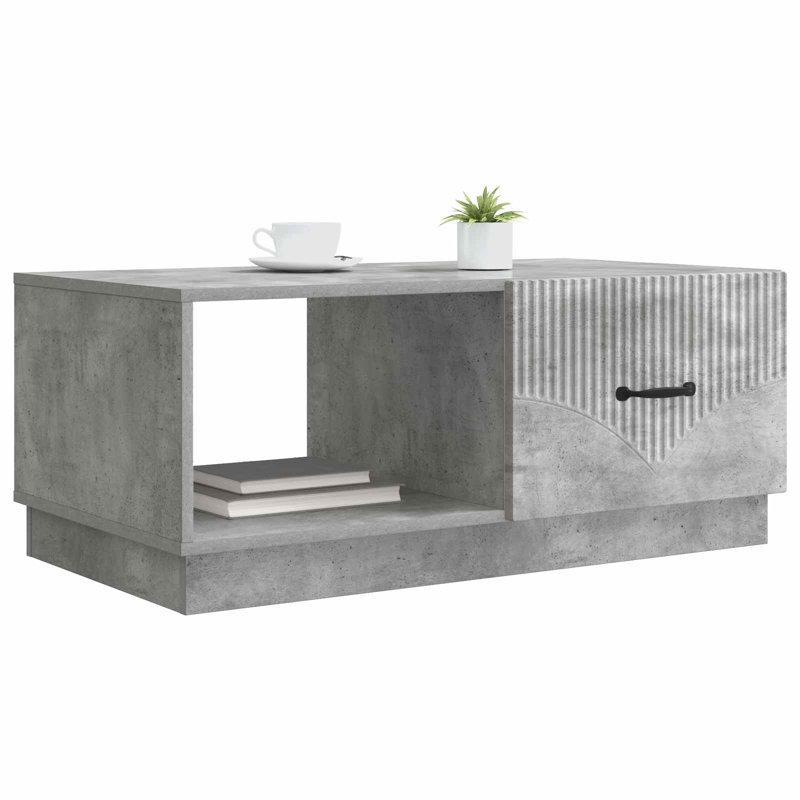 Coffee Table with Storage, 37cm H x 90cm L x 50cm W, Concrete Grey