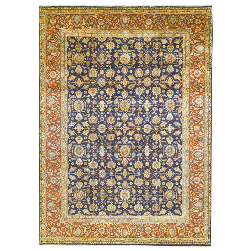 High-Quality Hand-Knotted Blue And Red Area Rug
