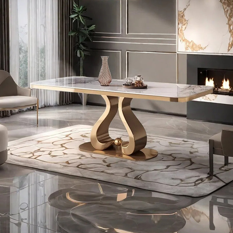 Table de salle à manger rectangulaire légère et luxueuse, H 29,52 po x L 70,86 po x l 31,49 po