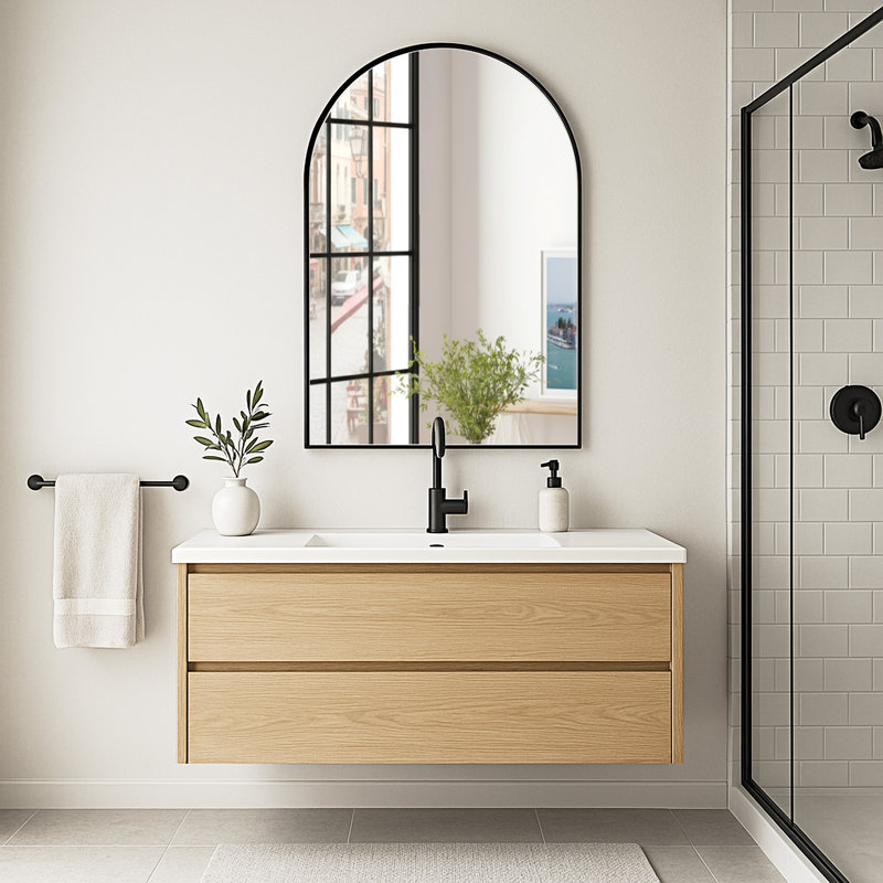 Miroir de salle de bain noir, H 48 po x l 30 po