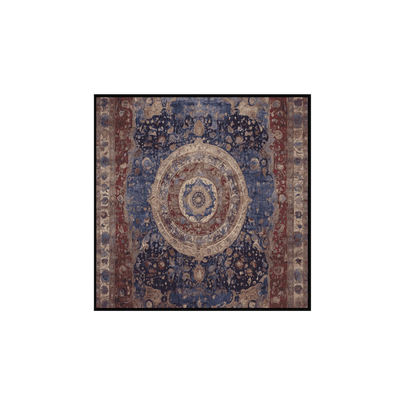Machine Washable Black Area Rug, Square 4'