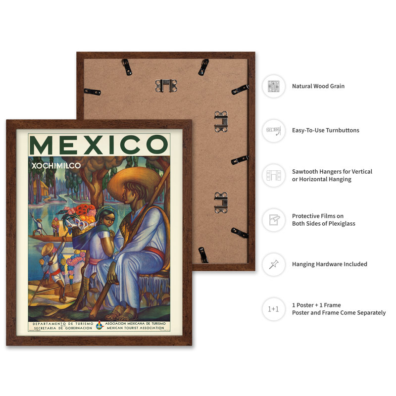 Mexique no 3, Affiche, H 08 po x l 10 po, Encadrement brun