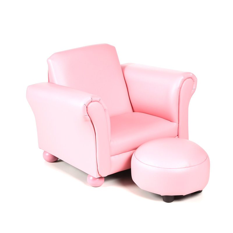 Aultman Kids 8'' Club Chair and Ottoman, Pink