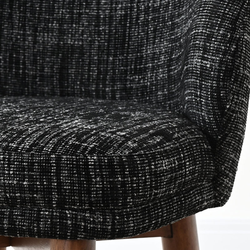 Chaises de salle à manger rembourrées Barrel, Gris anthracite / noyer