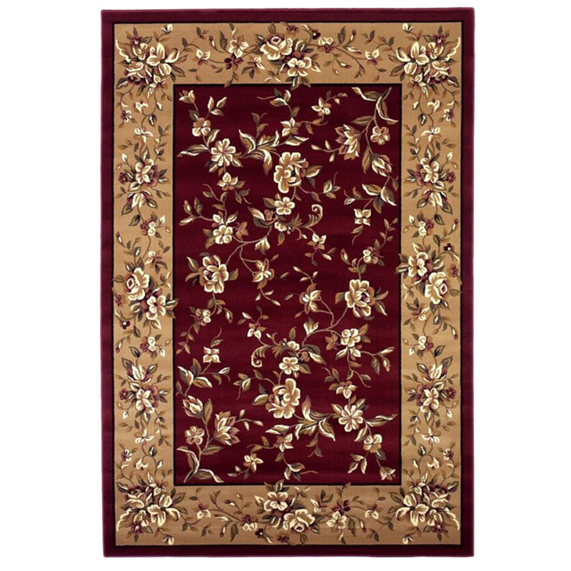 Tapis rouge / beige Faizan, Octogone 7 pi 7 po