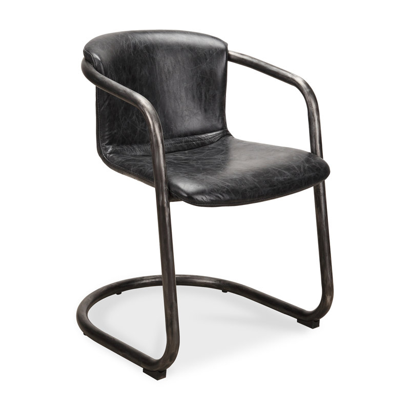 Freeman Bar Stool, Black Genuine Leather