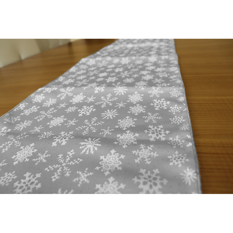 Metairie Geometric Christmas Table Runner, 144" L x 12" W, Silver