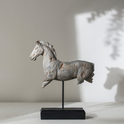 14x4.5x17" Antique Horse Statue On Stand