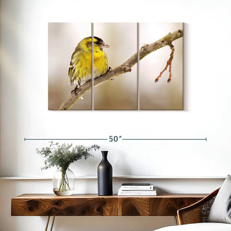 Brampt Perched Yellow Bird, 24" H x 38" W